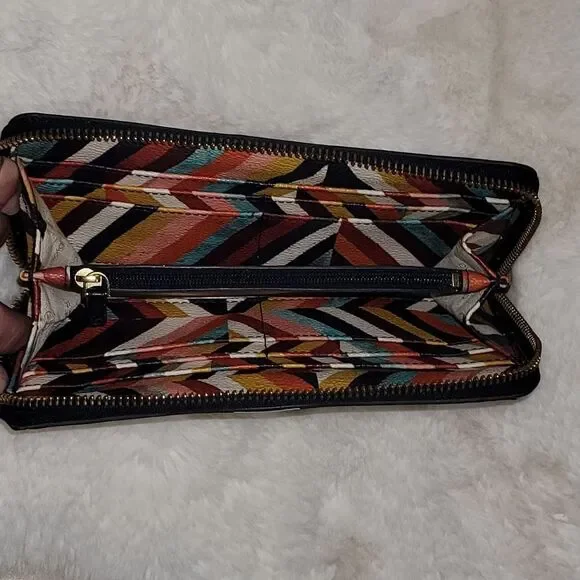 Tory Burch Continental Long Zip Around Wallet 👛 Rare Geometric Print Like New - Picture 9 of 10